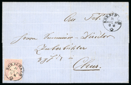 Stamp of Switzerland / Schweiz » Sitzende Helvetia Ungezähnt » Dünnes Papier 1857, 15 Rp. rot, 1. Berner Druckperiode auf sehr dünnem Papier