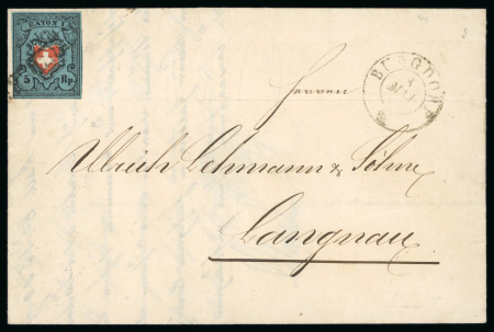 Stamp of Switzerland / Schweiz » Rayonmarken » Rayon I, dunkelblau ohne Kreuzeinfassung 1851, Rayon I dunkelblau ohne Kreuzeinfassung
