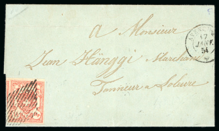 Stamp of Switzerland / Schweiz » Rayonmarken » Rayon III (grosse Ziffer) 1854, Rayon III grosse Wertziffern Type 1