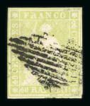 Stamp of Switzerland / Schweiz » Sitzende Helvetia Ungezähnt » Münchner Druck, 1. Auflage 1854, 40 Rp. grün, 1. Münchner Druckperiode