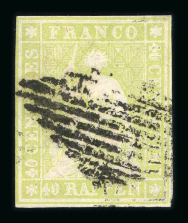 Stamp of Switzerland / Schweiz » Sitzende Helvetia Ungezähnt » Münchner Druck, 1. Auflage 1854, 40 Rp. grün, 1. Münchner Druckperiode
