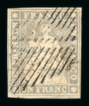 Stamp of Switzerland / Schweiz » Sitzende Helvetia Ungezähnt » 1856-57 Berner Druck (II) 1855, 1 Fr. grau, 2. Berner Druckperiode