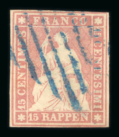 1854, 15 Rp. rot, 1. Münchner Druckperiode