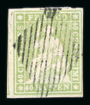 Stamp of Switzerland / Schweiz » Sitzende Helvetia Ungezähnt » 1856-57 Berner Druck (II) 1855, 40 Rp. grün, 2. Berner Druckperiode