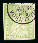 Stamp of Switzerland / Schweiz » Sitzende Helvetia Ungezähnt » 1856-57 Berner Druck (II) 1855, 40 Rp. grün, 2. Berner Druckperiode
