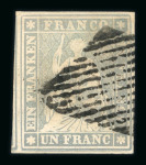 Stamp of Switzerland / Schweiz » Sitzende Helvetia Ungezähnt » 1856-57 Berner Druck (II) 1855, 1 Fr. grau, 2. Berner Druckperiode