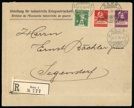 Stamp of Switzerland / Schweiz » Industrielle Kriegswirtschaft IKW: 5 Rp. grün, 10 Rp. rot,15 Rp. violett