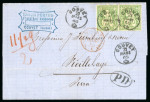 Stamp of Switzerland / Schweiz » Sitzende Helvetia Gezaehnt » Briefmarken 1862 1865, 40 Rp. grün, 2 Einzelmarken