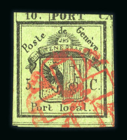 Stamp of Switzerland / Schweiz » Kantonalmarken » Genf 1843, linke Hälfte der Doppelgenf, farbfrisch