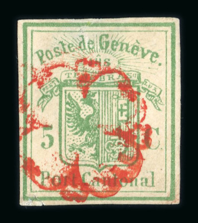 1849, Ganzsachenausschnitt, farbfrisch, allseits breitrandig
