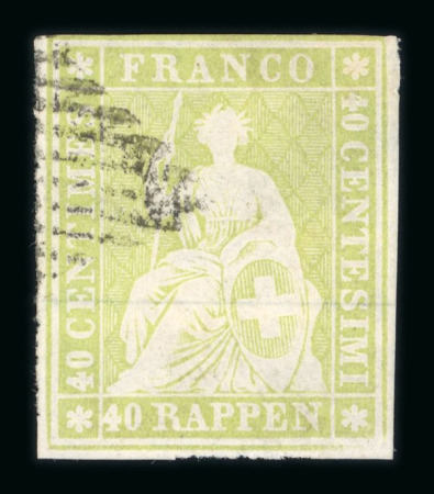 Stamp of Switzerland / Schweiz » Sitzende Helvetia Ungezähnt » Münchner Druck, 1. Auflage 1854, 40 Rp. grün, 1. Münchner Druckperiode
