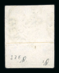 Stamp of Switzerland / Schweiz » Sitzende Helvetia Ungezähnt » Dünnes Papier 1858, 1 Fr. grau, 2. Berner Druckperiode auf sehr dünnem Papier