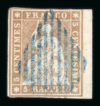 Stamp of Switzerland / Schweiz » Sitzende Helvetia Ungezähnt » 1856-57 Berner Druck (II) 1855, 5 Rp. braun, 2. Berner Druckperiode