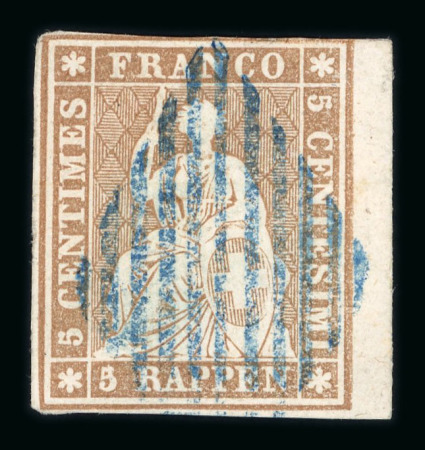 Stamp of Switzerland / Schweiz » Sitzende Helvetia Ungezähnt » 1856-57 Berner Druck (II) 1855, 5 Rp. braun, 2. Berner Druckperiode