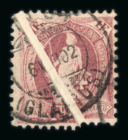 Stamp of Switzerland / Schweiz » Stehende Helvetia 1902, Stehende Helvetia rötlichlila gezähnt 11½ : 11