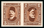 Stamp of Egypt » 1922-1936 King Fouad I Definitives » Issued Stamps 1927-37 Second Portrait 5m dark red-brown, imperf. tête-bêche pair