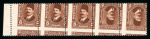 Stamp of Egypt » 1922-1936 King Fouad I Definitives » Issued Stamps 1936-37 King Fouad "Postes" 5m brown tête-bêche pair in left marginal strip of five with oblique perforations
