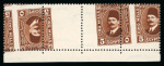 Stamp of Egypt » 1922-1936 King Fouad I Definitives » Issued Stamps 1927-37 Second Portrait 5m brown in tête-bêche gutter strip with oblique perforations, mint nh
