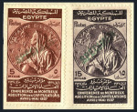 Stamp of Egypt » Commemoratives 1936 Abolition of Capitulations at the Montreux Conference complete set of three with "SPÉCIMEN" specimen hs affixed to pieces of archive page from the Goa postal archive