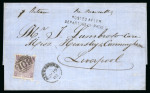 Stamp of Egypt » British Post Offices » Alexandria 1868 (19.7) Folded entire from Alexandria via Marseille