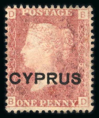 Stamp of Cyprus 1880 1d red group of mostly mint (9)