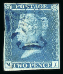 Stamp of Ireland » GB Used In Ireland 1841 2d blue, pl.3 MI, neatly cancelled by MC in blue