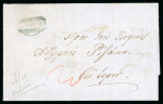 Stamp of Greece » Early Prephilatelic Period 1865 KYDONEAE Consular PO cover with cancel from Kydonae in Asia with boxed "Eplirothi" (Paid) handstamp in blue