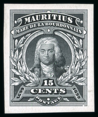 Stamp of Mauritius » 1899 Birth Bicentenary of la Bourdonnais (SG 136) 1899 (13 Dec.) Mahé de la Bourdonnais, 15c. selection incl. stamp-size proof, etc.