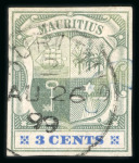 Stamp of Mauritius » 1900-05 Arms Issue (SG 138-155) 1900-05 Small Arms 3c. dull green, imperforate colour trials (7)