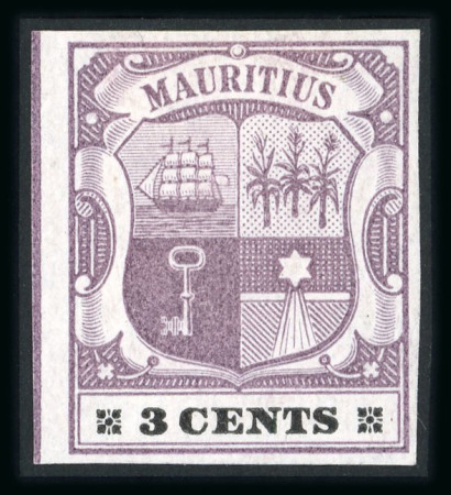 Stamp of Mauritius » 1900-05 Arms Issue (SG 138-155) 1900-05 Arms 3c group of 12 imperforate colour trials with purple head plates