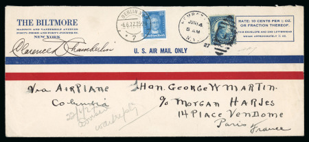 Stamp of Aerophilately » Airmails 1927, FIRST NON-STOP TRANSATLANTIC-FLIGHT with passenger