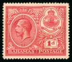 Stamp of Bahamas 1920 1d carmine with "C" of "CA" missing from wmk, mint