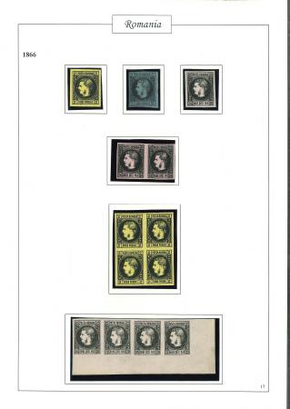 Stamp of Romania » 1866-67 Prince Carol I - Coloured Papers 1866-67 group including  2p thin wove paper block of four