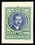 Stamp of Romania » Later Issues 1930 King Carol II two sets of five unadopted imperf essays, etc.