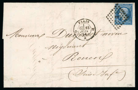 Stamp of France » Lettres Classiques 1859, rare surcharge DUCEL en bleu sur Napoléon Y&T