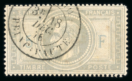 Stamp of Colonies françaises » Monaco 1867, Napoléon Empire 5f Y&T n°33 oblitéré cad "Monaco