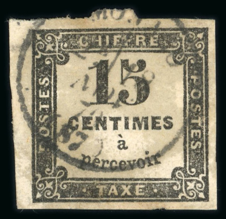 Stamp of Colonies françaises » Monaco 1876, Taxe Y&T n°3 15c noir oblitéré cad "Monaco (87)",