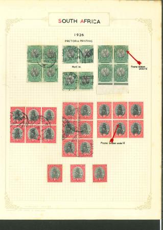 Stamp of South Africa » Collections, Lots etc. 1904-1926 Union of South Africa, old-time specialised of mint and used neatly mounted and written up on 71 album pages
