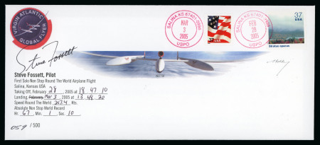 Stamp of Aerophilately » Airmails 2005 (Feb 28) Steve Fossett First Solo Non-Stop Round the World Airplane Flight cover