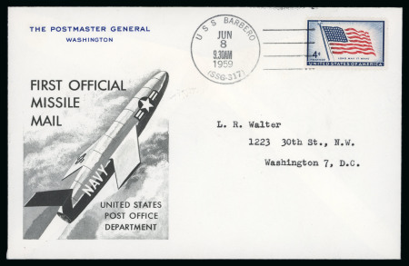 Stamp of Aerophilately » Rocketmail 1959 USA First Official Missile Mail "USS Babero" cover