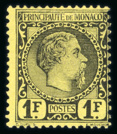 Stamp of Colonies françaises » Monaco CANCEL 1885, Monaco, Charles III Y&T n°9, 1f noir sur jaune,