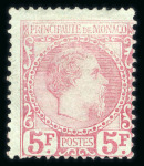 Stamp of Colonies françaises » Monaco CANCEL 1885, Monaco, Charles III Y&T n°10, 5f carmin sur vert,