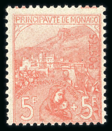 Stamp of Colonies françaises » Monaco 1919, Monaco, Orphelins Y&T n°33, 5f + 5f rose sur
