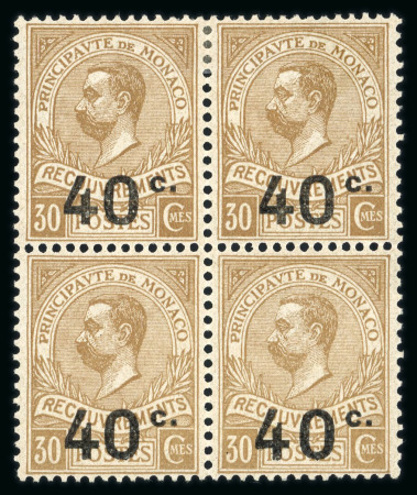 Stamp of Colonies françaises » Monaco CANCEL 1919, Monaco, Taxe Y&T n°12b, 40c sur 30c bistre, variété