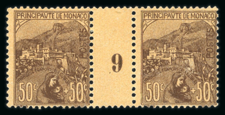 Stamp of Colonies françaises » Monaco 1919, Monaco, Orphelins Y&T n°31, 50c + 50c en paire