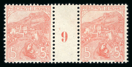 Stamp of Colonies françaises » Monaco 1919, Monaco, Orphelins Y&T n°33, 5f + 5f en paire