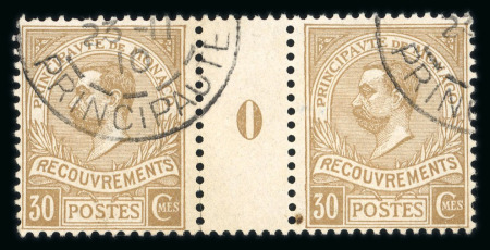 Stamp of Colonies françaises » Monaco CANCEL 1910, Monaco, Taxe Y&T n°10, 30c bistre en paire horizontale