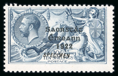 Stamp of Ireland » 1927-28 Wide Date Overprints (T72-T74) 10s dull grey-blue, mint nh single showing Specimen