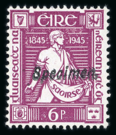 Stamp of Ireland » 1922-49 Dublin Government Printing Works Issues 1945 Thomas Davis mint set of two, both overprinted