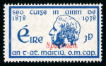 Stamp of Ireland » 1922-49 Dublin Government Printing Works Issues 1938 Father Mathews mint set of two, both overprinted